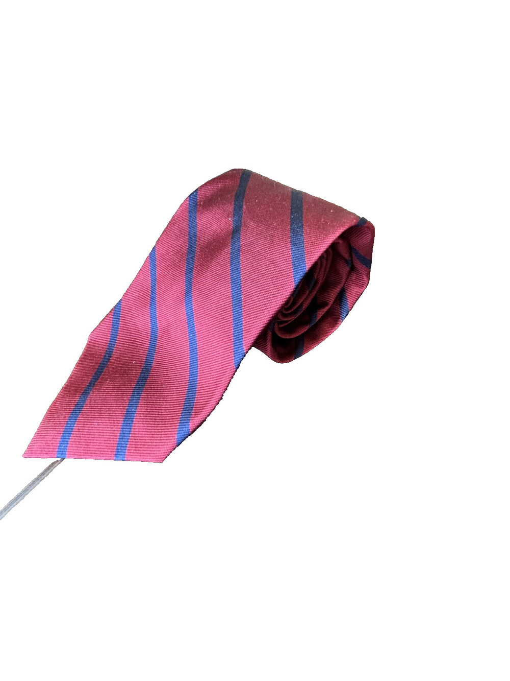 POLO RALPH LAUREN Tie Mens Burgundy Blue Repp Striped Silk Tie